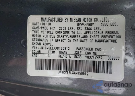 2010 Infiniti G37X из США, поврежденный, VIN JN1CV6ELXAM150912